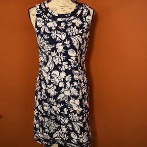 Talbots Navy Blue White sleeveless lined Dress 2P